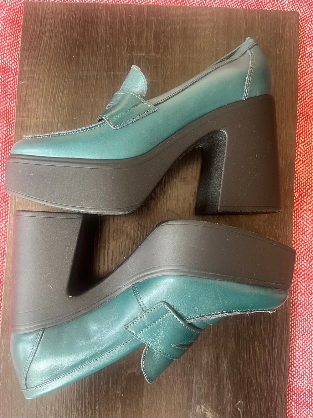 Free people teal platform heels size 8